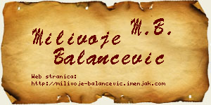 Milivoje Balančević vizit kartica